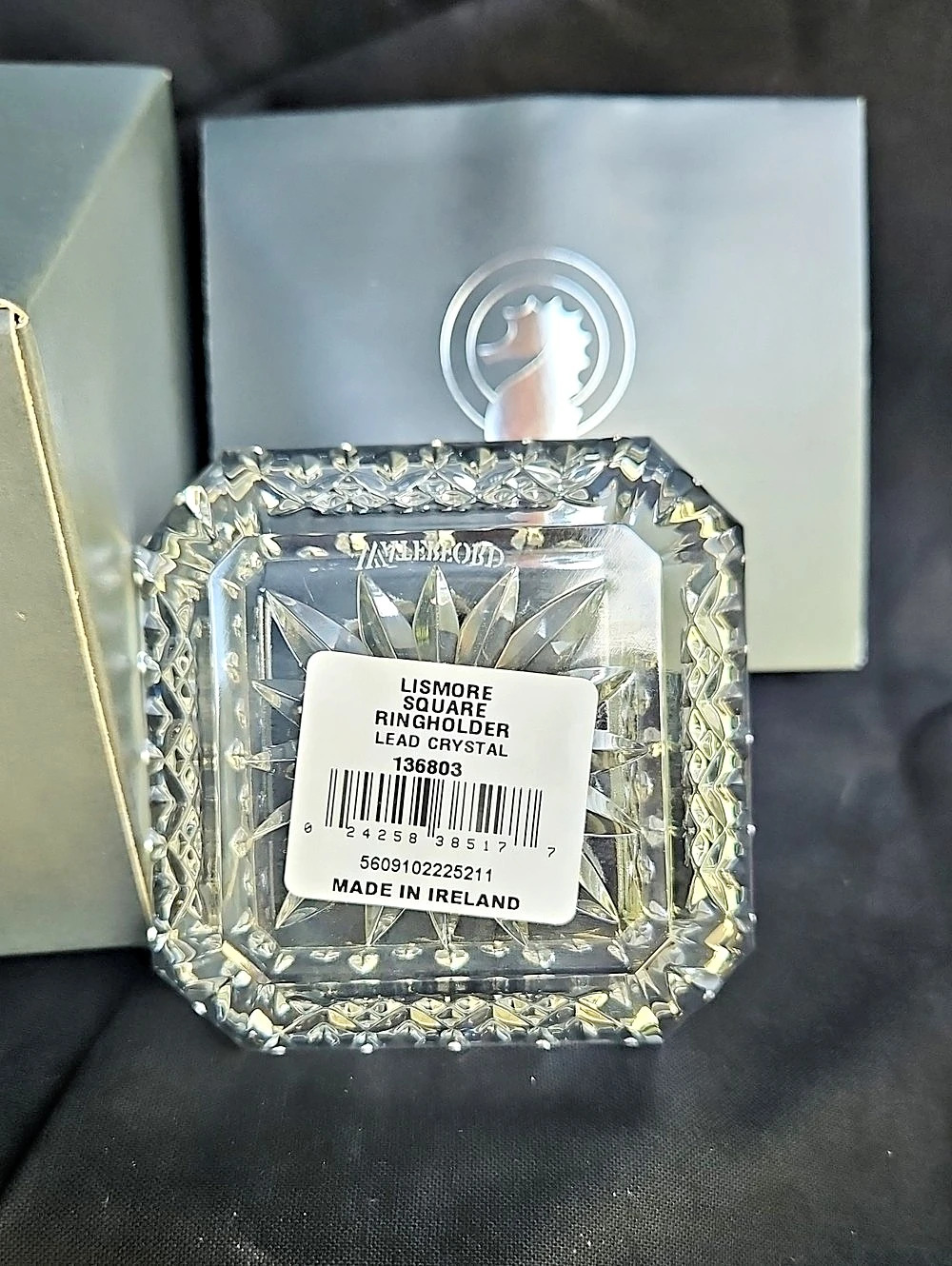 Vintage Waterford Lismore Square Ringholder Lead Crystal Ring Holder NWT